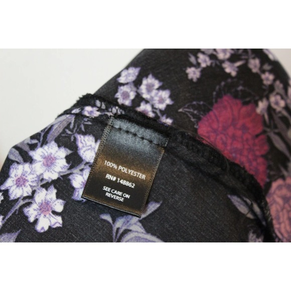 Torrid Purple Floral Satin Kimono Open Front Black Plus Size 3/4 3X 4X H14447 - Picture 6 of 9